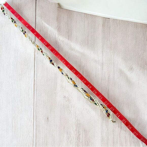 Multi-Strand Fresh Water Pearls Necklace and Twisted Cream and Multicolor Beads - Picture 4 of 5